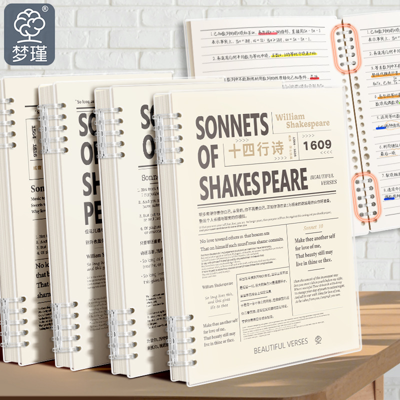 Escribir un libro de hojas sueltas a mano, portátil desmontable de moda de alto valor para estudiantes a5/b5