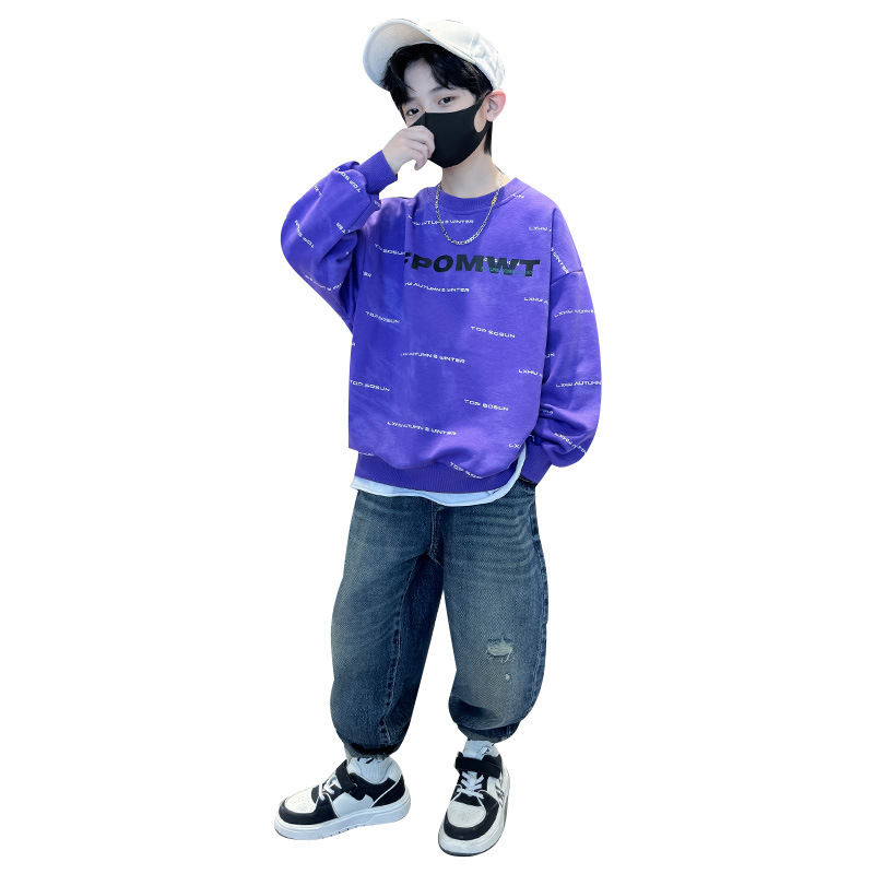 Felpa con cappuccio da ragazzo per la primavera 2024, una nuova versione coreana del top autunnale, maglietta di base esplosiva da ragazzo di strada per bambini di taglia mi_voghion.com