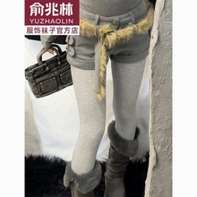 秋冬季加绒加厚打底裤女格雷系棉竖条压力瘦腿袜提臀不掉裆连裤袜