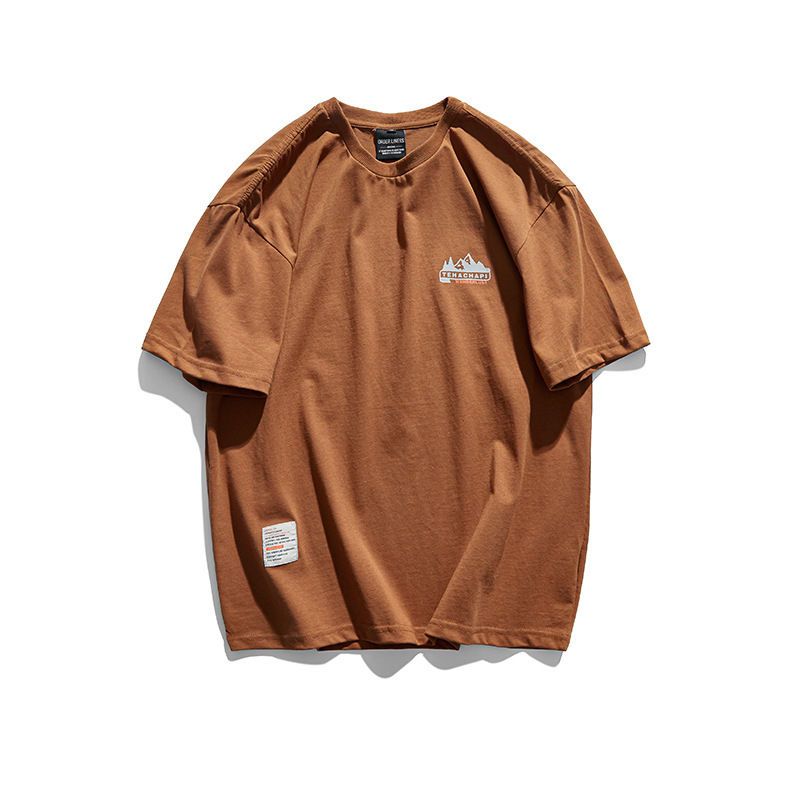 Southern Summer Dress 2023 Summer Solid Color Back Camping Printed Round Neck T-shirt Japanese Style Retro Loose Pullover Short Sleeve Southern Summer Dress 2023 Summer Solid Color Back Camping Printed Round Neck T-shirt Japanese Style Retro Loose Pullover Short Sleeve