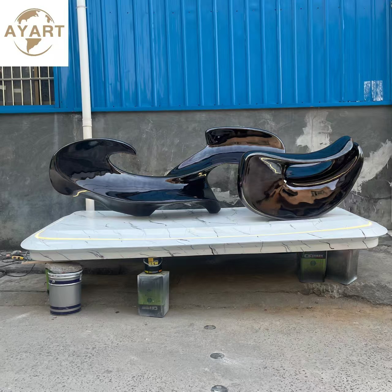 售楼部样板间酒店大堂软装玻璃钢抽象艺术品大型轻奢落地美陈装置