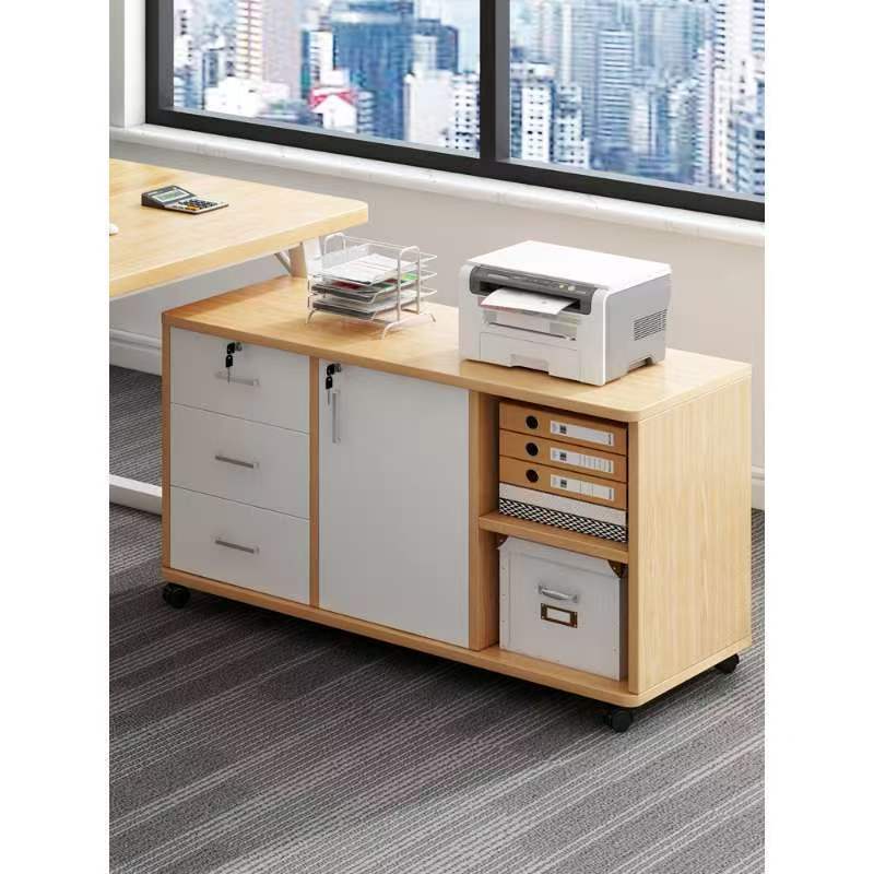 Small side cabinet, under-desk storage cabinet with a lock, low cabinet for storing items, printer storage, and a dedicated file cabinet for office use Small side cabinet, under-desk storage cabinet with a lock, low cabinet for storing items, printer storage, and a dedicated file cabinet for office use