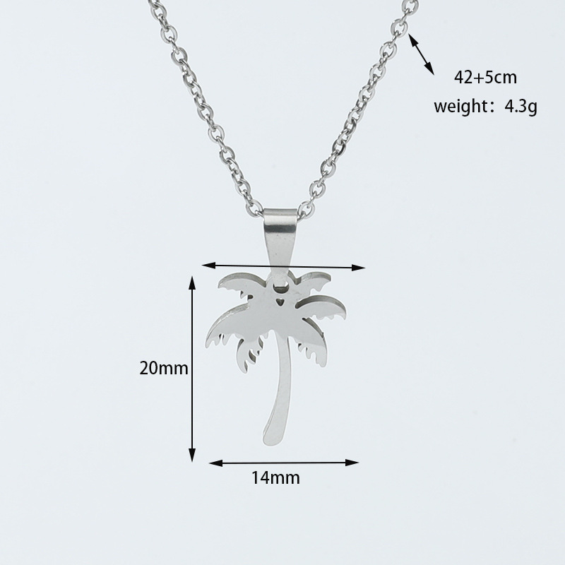 Beach Coconut Tree Necklace Tropical Mori Style Stainless Steel Plant Pendant European And American Personalized Fashion Ornament display picture 1