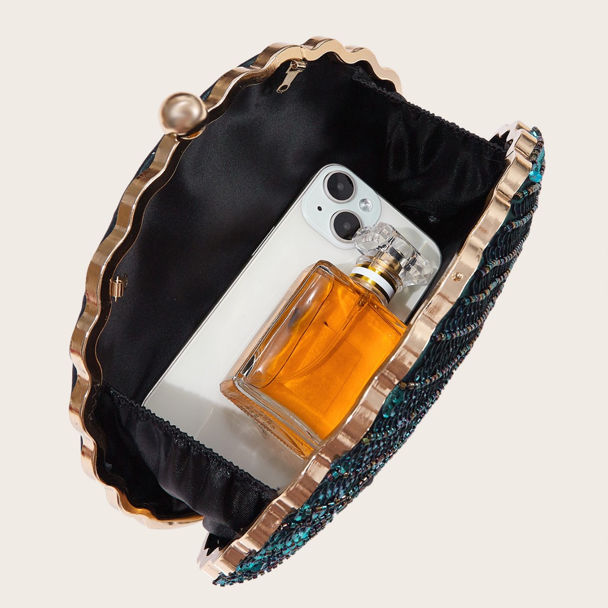 Perlenstickerei Pailletten Abend Cheongsam Crossbody Schulter Handheld Damen Pfau Perlen Kleid Tasche_voghion.com