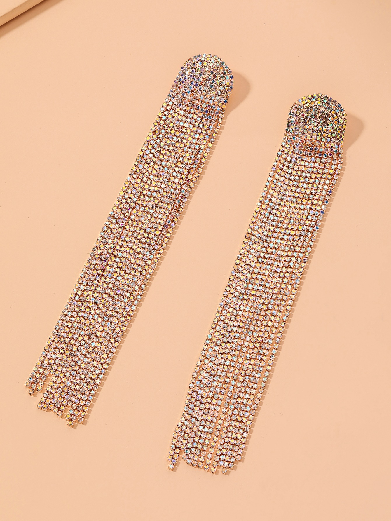 34g Weight Artificial Gemstones Inlay Material Earrings Classification Housewarming, Anniversary, Business, Wedding, Travel, Birthday, Festival Occasion Alloy Material Tassel Pattern Women'S Gender Diamond Design Fashion Style Silver Color Fashion Tassel Diamond Alloy Artificial Gemstones Earrings 6
