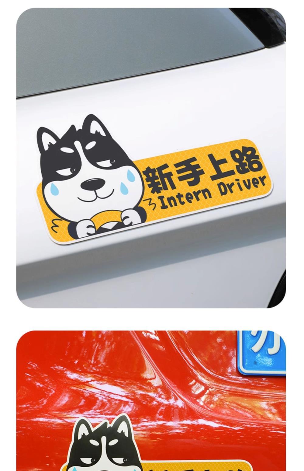 Car Internship Sign Sticker for Female Drivers on the Road, Strong Magnetic Suction Internship Sticker, Uniform Decorative Sticker, Internship Badge