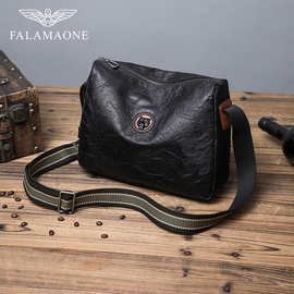 法莱阿玛尼黑色单肩包男士包休闲时尚通勤小背包百搭包包