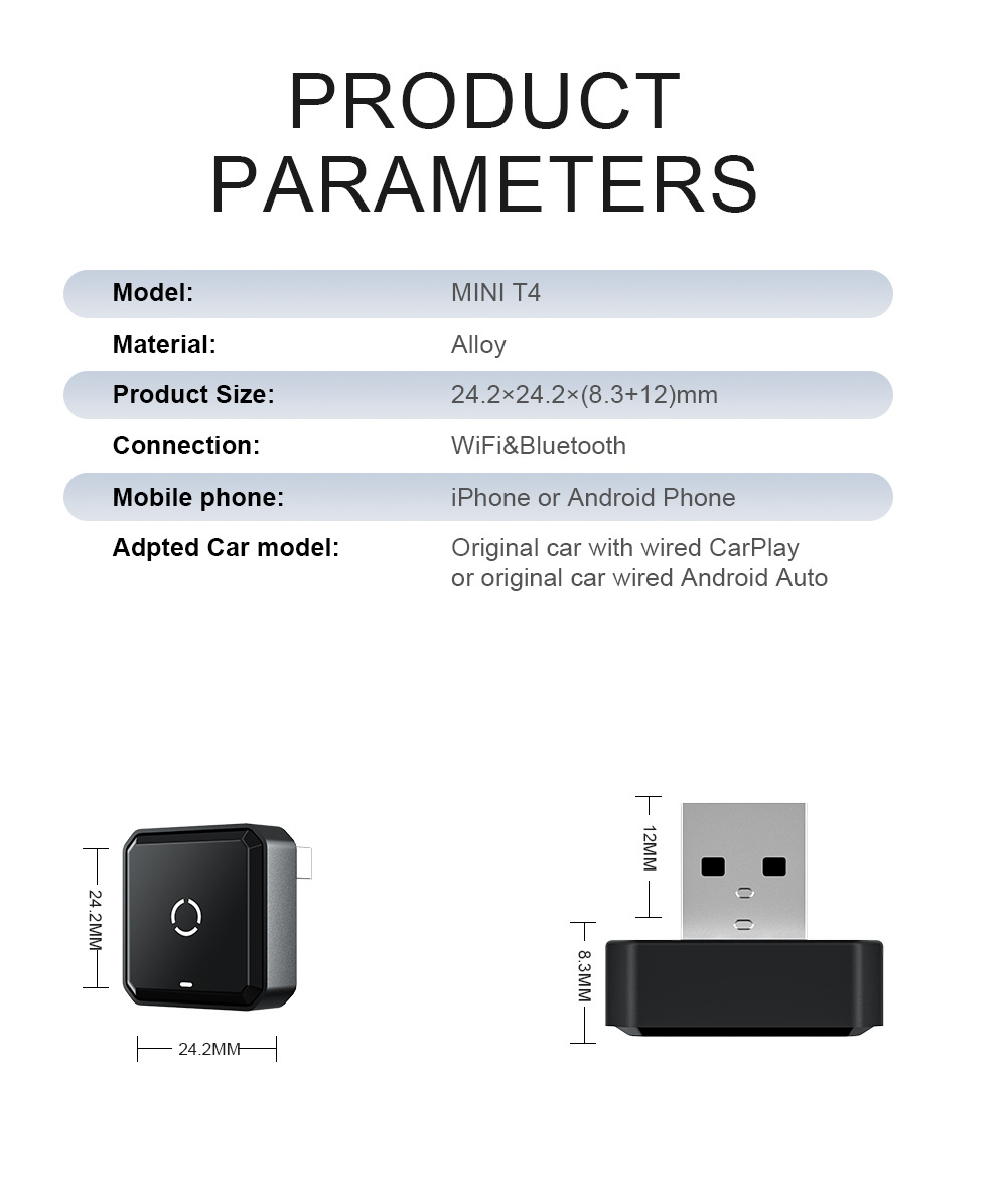 Cross-Border Best-Selling Wired-To-Wireless Carplay/Android Auto Adapter, New Model for Universal Car-Machine Connectivity