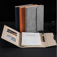 现货新款皮面记事本a5三折活页笔记本套装可印logo商务办公日记本