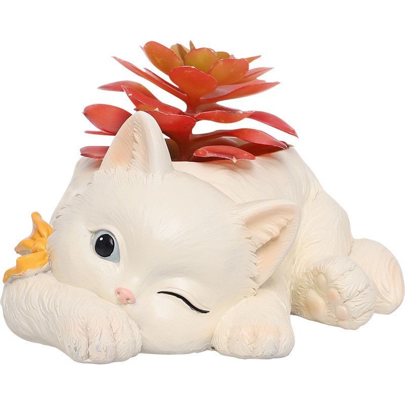 Americano país gato resina suculentas maceta hogar creativo lindo gatito escritorio olla jardinería decoración de la flor