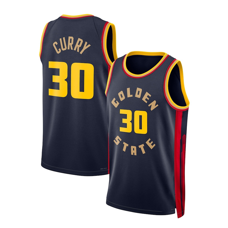 Golden State Warriors 30 CURRY Curry City Edition 네이비 저지 농구 세트 대외 무역