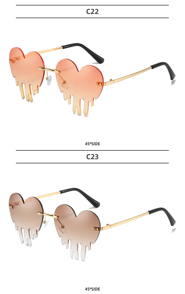 50g Weight Frameless Glasses Structure Sunglasses Classification PC, UV400 Protection Lens Material Special-Shaped Mirror Glasses Style Outdoor, Beach Occasion Heart Shape Pattern All Seasons Season Unisex Gender Novelty, Modern Style Style Novelty Modern Style Heart Shape PC UV400 Protection Special-Shaped Mirror Frameless Women's Sunglasses 17