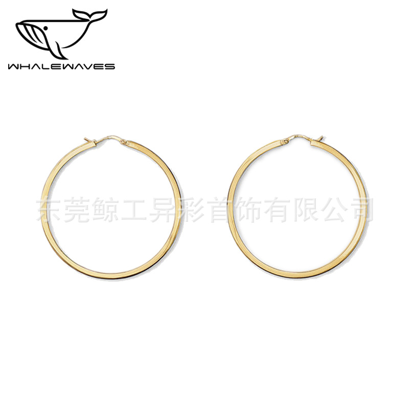 E5323Celi冷淡复古欧美钛钢圆线圈耳环女ins简约圆环形素圈耳饰品