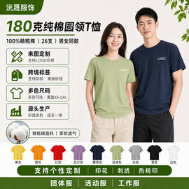 纯棉短袖圆领t恤工作服定制班服印logo来图定做小批量加工厂