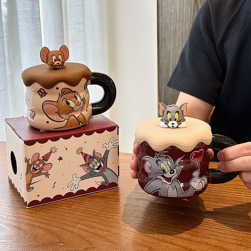 Taza de Cerámica con Tapa, Cerámica, Resistente a Altas Temperaturas, para Hogar y Oficina