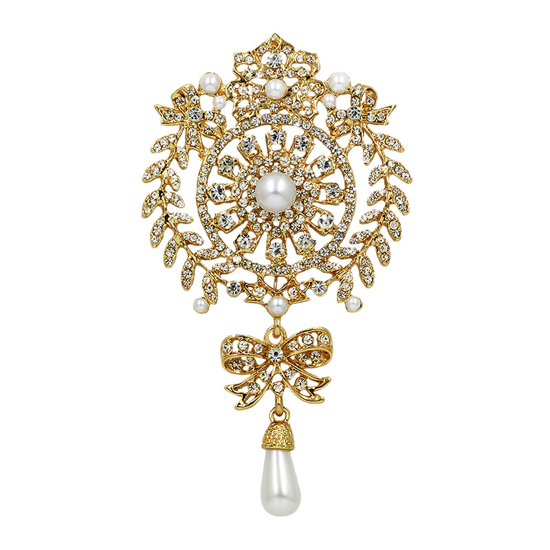 Broche en cristal de luxe européenne et américaine pour femme, broche florale à porter à la main pour décoration de mariage, assortie_voghion.com