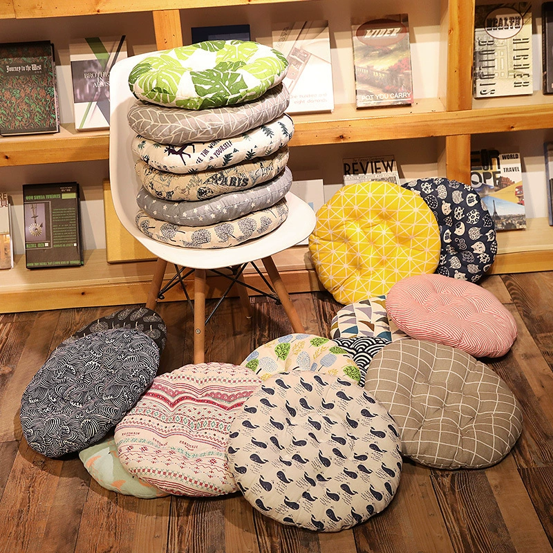 Утолщенная подушка-футон из хлопка и льна, круглая подушка для медитации на полу в японском стиле с балконом и эркером, татами на подоконнике.