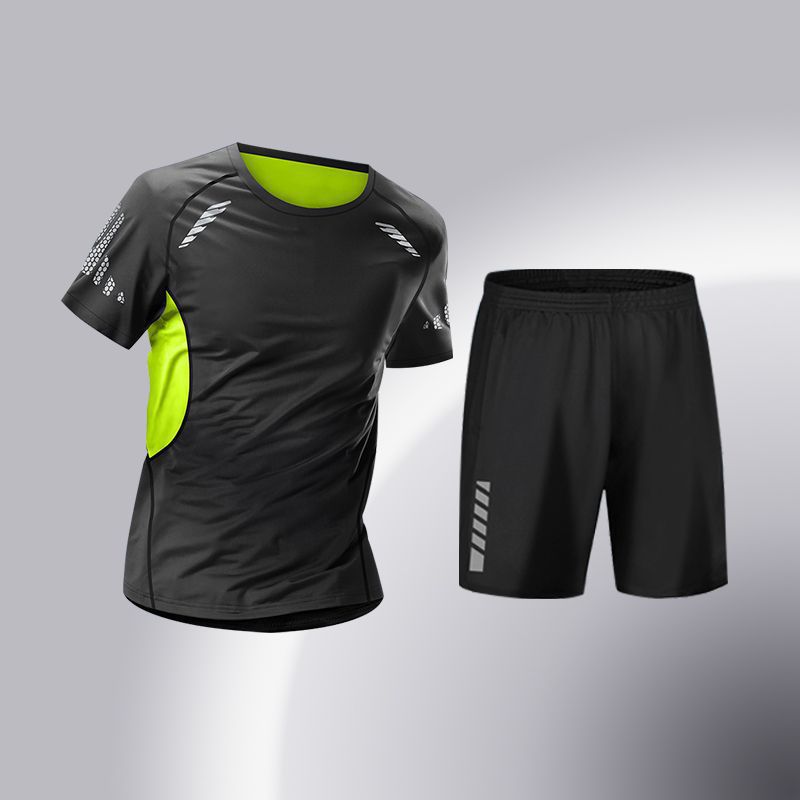 Ropa de fitness para hombres, traje de entrenamiento de baloncesto de alta elasticidad, traje deportivo de secado rápido, traje deportivo de corrida de la mañana, traje deportivo de bicicleta