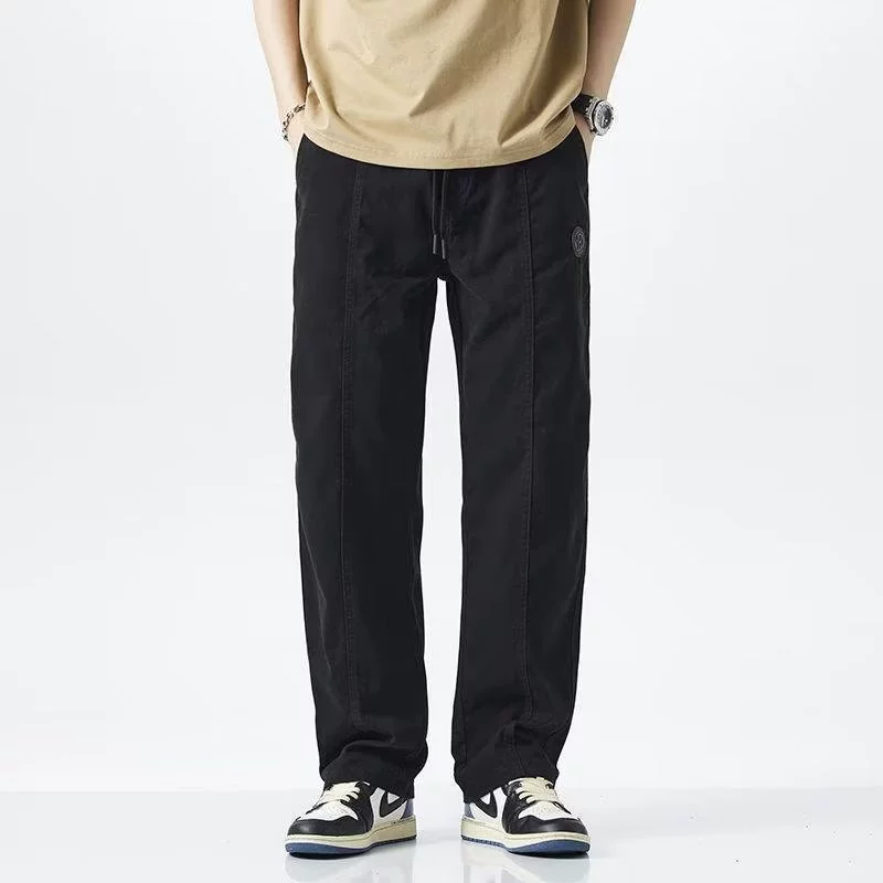 Men's thin retro trousers, oversize loose straight fit, summer American style, M–3XL
