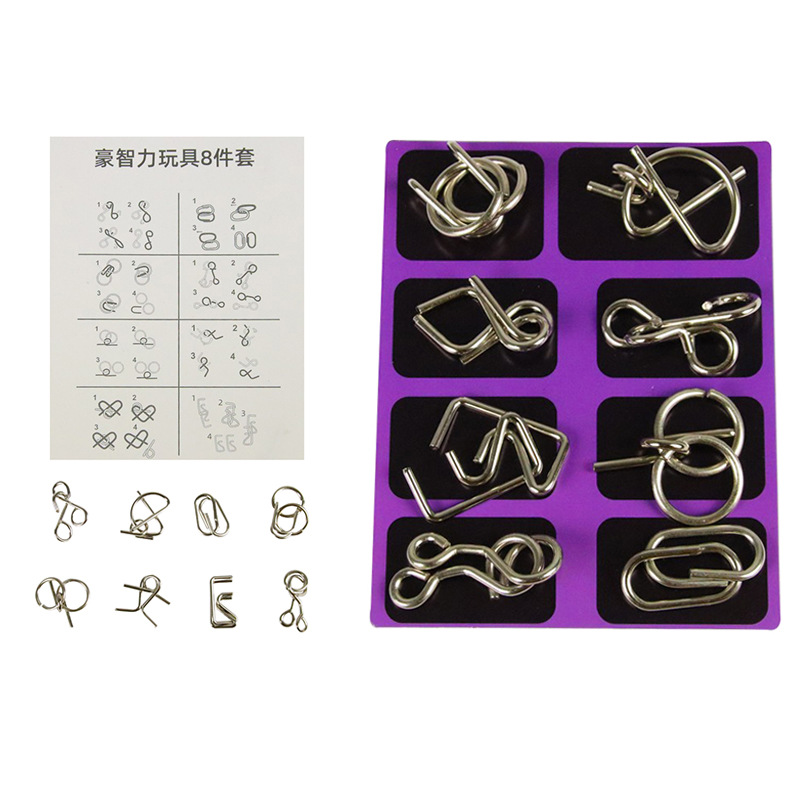 Creativo anillo de desbloqueo intelectual hebilla M juego completo de bloqueo Luban para estudiantes Juego de bloqueo de Kongming de mano para niños al por mayor