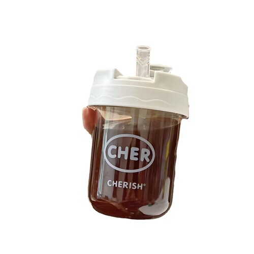 Water cup for men, super mini capacity, shaker coffee water bottle, children's baby straw, milk juice drink plastic cup