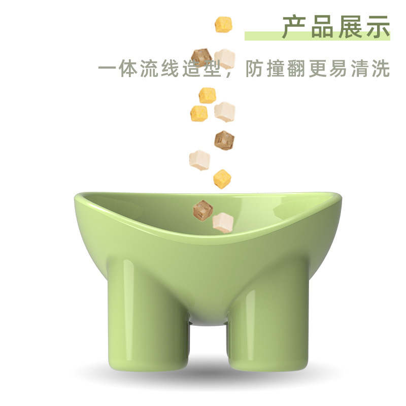 Macaron color elefante pierna protección del cuello tazón de gato antigolpes sobre antideslizante tazón de comida para mascotas tazón alto científico para gatos al por mayor