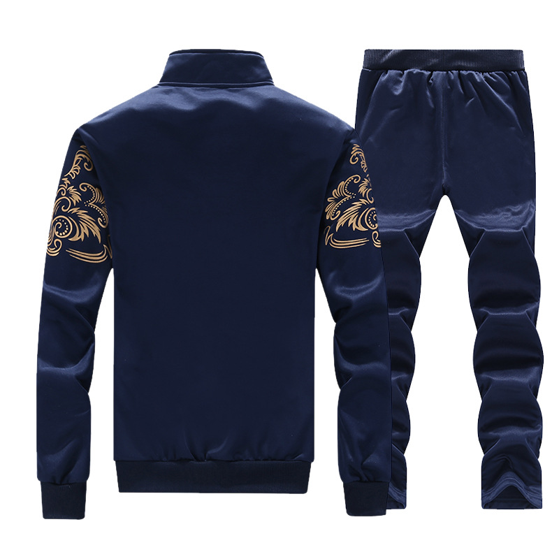 Meeste riided kevad ja sügis Meeste krae jakk pikkade varrukatega vabaaja kaheosaline ülikond tikitud kampsun_voghion.com