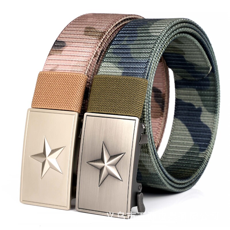 Men's alloy toothless automatic buckle nylon thickened woven belt canvas tactical belt casual fashion all-match Men's alloy toothless automatic buckle nylon thickened woven belt canvas tactical belt casual fashion all-match