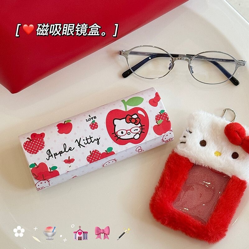 Cute Hello Kitty High-Looking Student Portable Myopia Sunglasses Glasses Case Anti-Pressure Magnetic Eye Box Pu Leather for Women