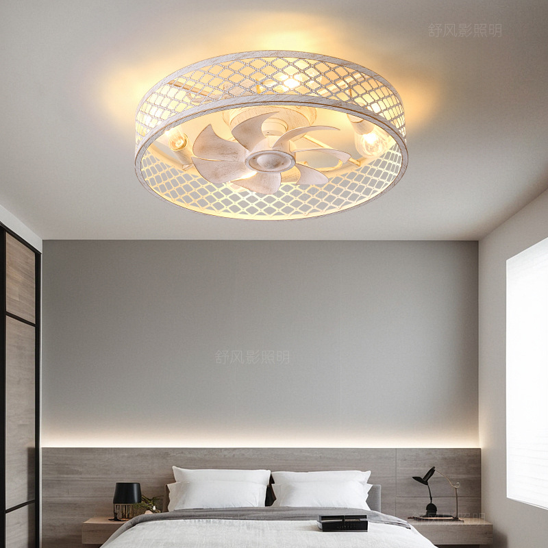 Ventilador de Techo con Luz, Metal y Acrílico, Con Control Remoto, para Comedor y Hogar