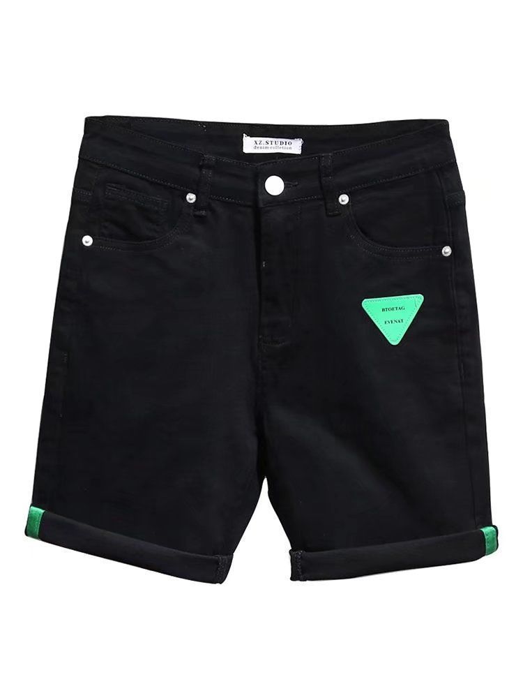 Summer Denim Shorts For Men Trendy High End Retro Casual Distressed Wash Slim Fit Five Point_mkmklike.com