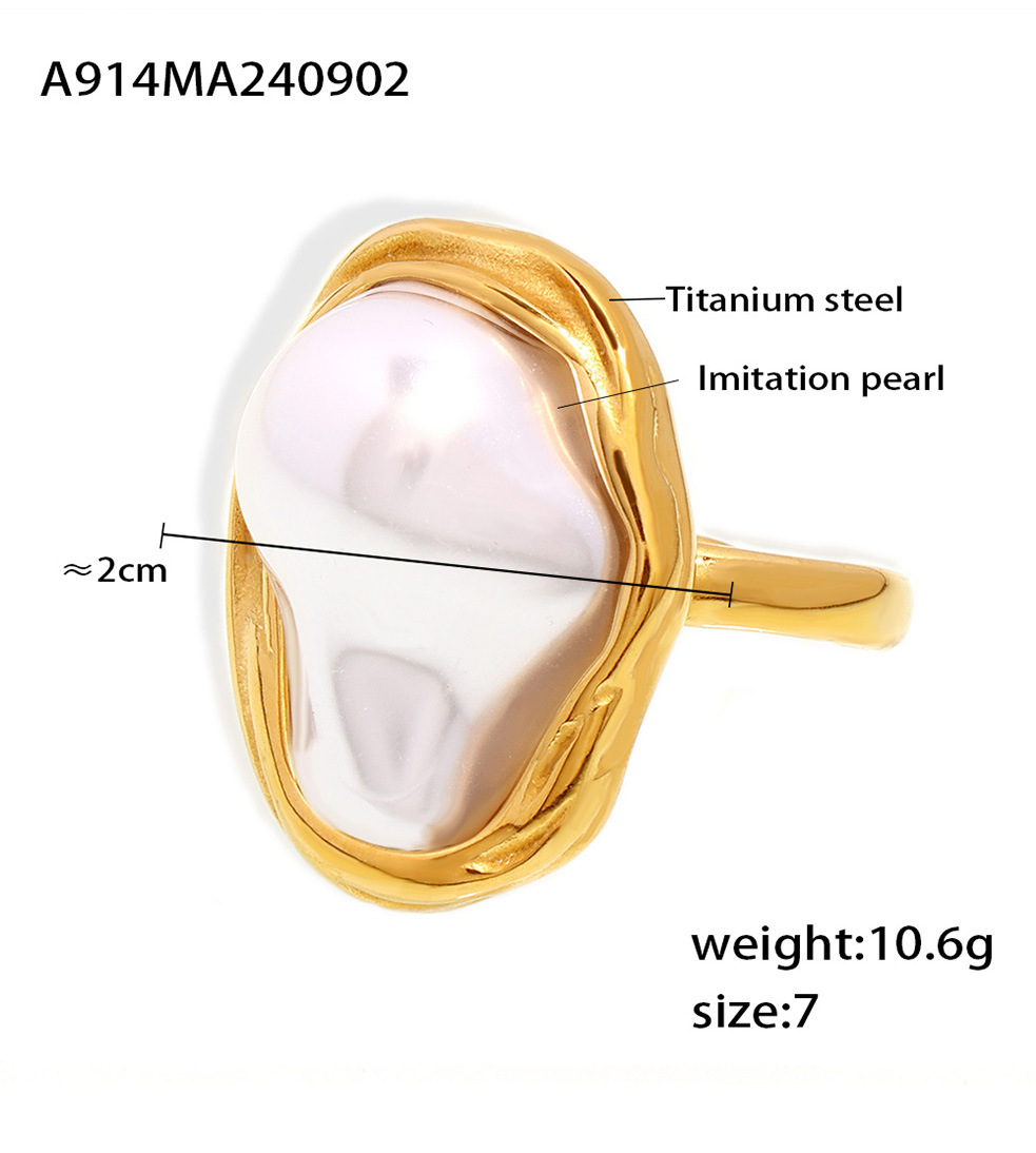 Exaggerated Personality Irregular Imitation Pearl Open Ring French Retro High End Index Finger Ring Light Luxury Ring Jewelry_voghion.com