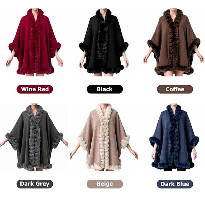Amazon transfronterizo invierno y otoño chalelas de mujeres con un sentido de alto nivel nuevo abrigo de lana de conejo negro al por mayor comercio exterior image 5
