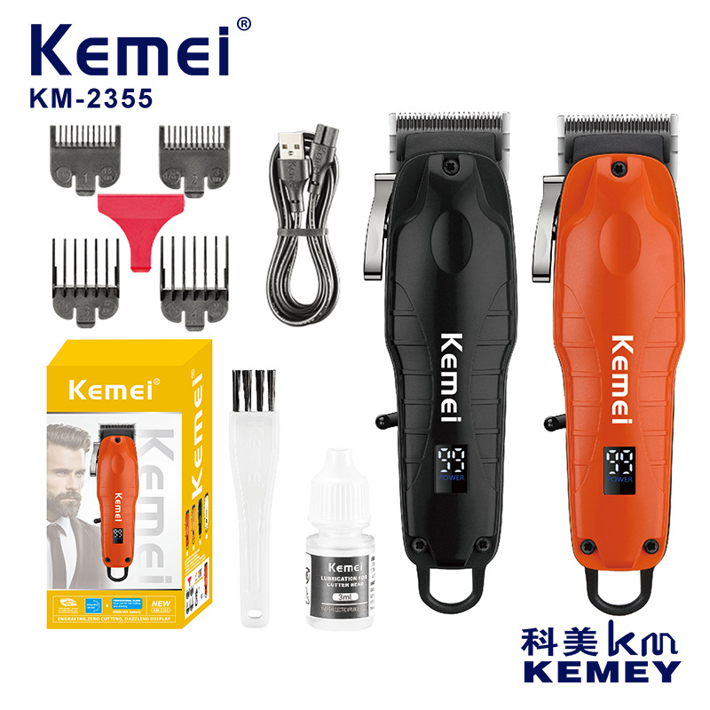 Kemei cortador de pelo de visualización digital KM - 2355 cortador de corte de corte de alta velocidad cortador de corte eléctrico profesional