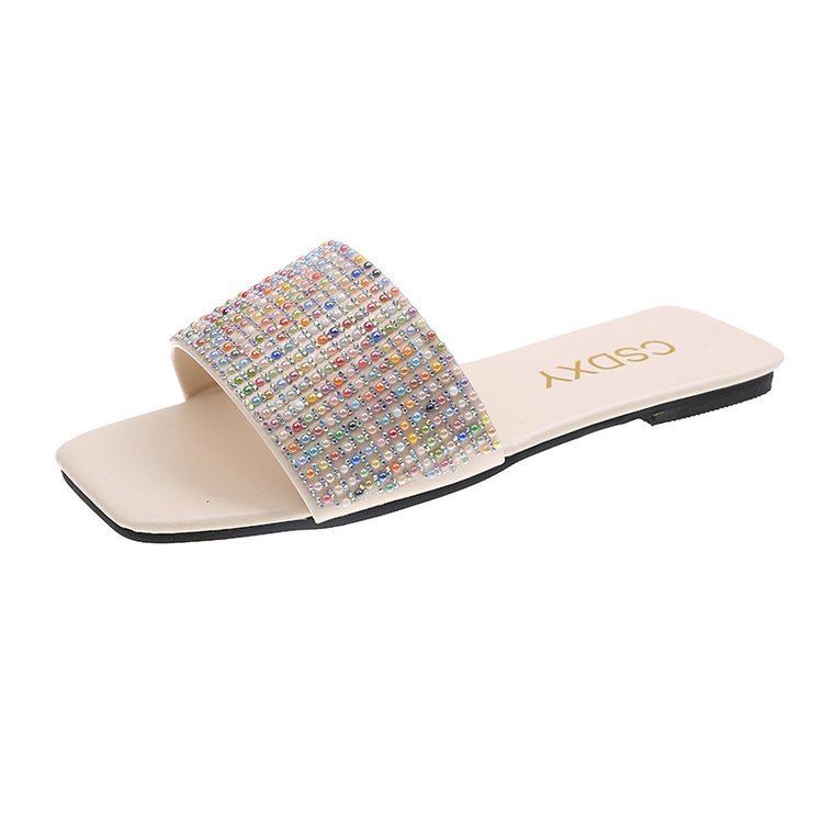 Water Diamond for Women's Outwear 2024 Summer New Fashion, Casual, Comfortable French Small Fragrant Cool Slippers_voghion.com