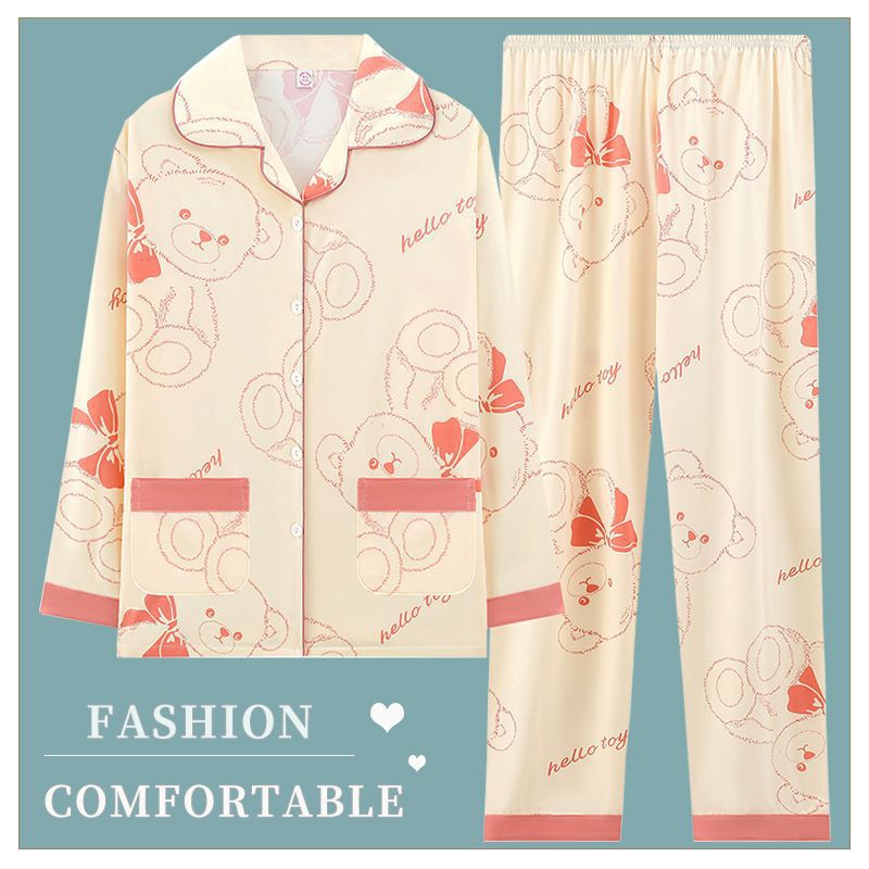 Pijama de algodón femenino primavera y otoño cardigan de manga larga 2024 nuevo conjunto de ropa de hogar de madres de alta calidad