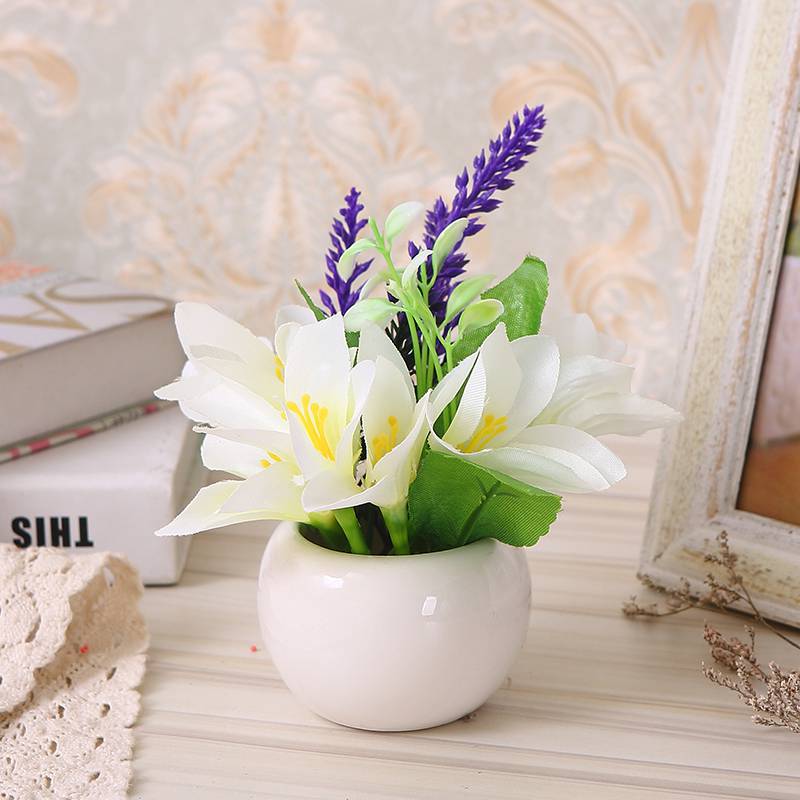 Treasure blue mini round basin white hibiscus