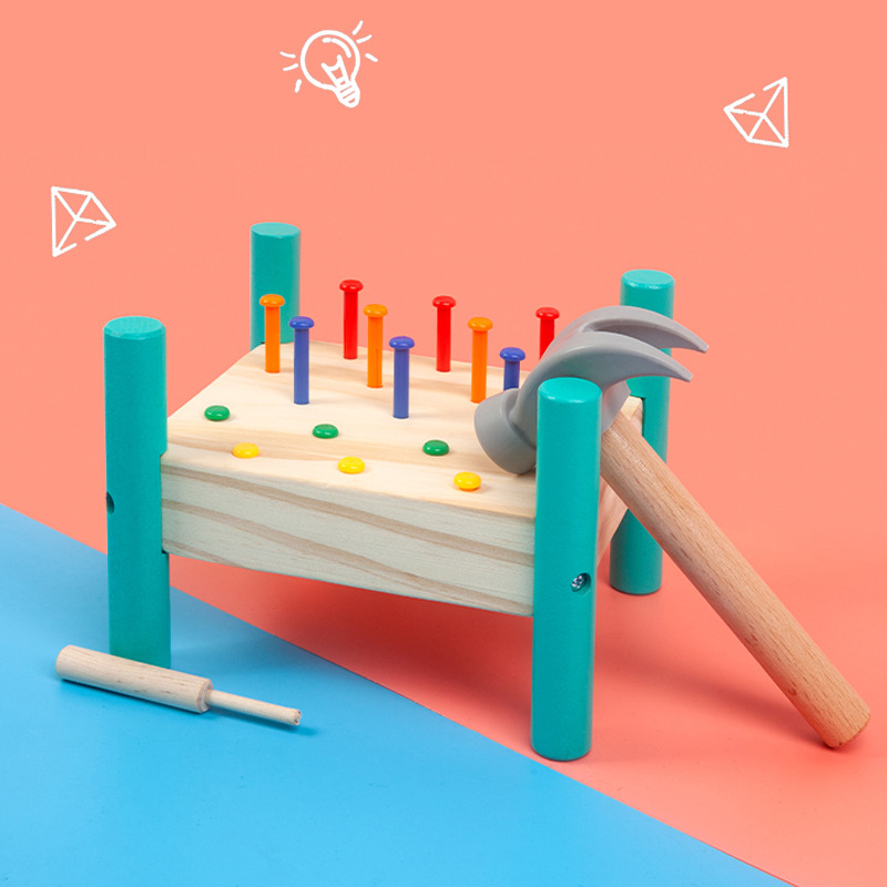 Mesa de tapping de cinco colores de madera educación temprana para niños tocando juguete material didáctico entrenamiento coordinación mano-ojo Montessori