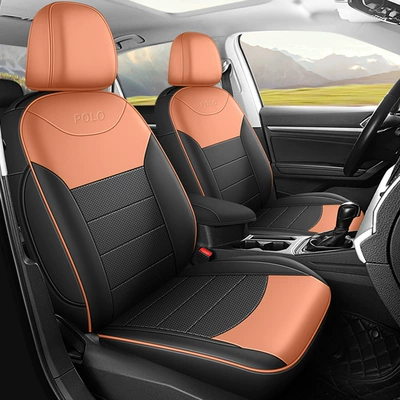leather car seat cushion four | Modelə uyğun (Original) oturacaq örtükləri - black-to-orange-general-standard-edition-for-volkswagen-polo-volkswagen-polo