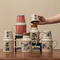 草木灰小暖壺コップマグカップ蓋付き陶磁器コップ保温瓶ティーカップ事務カップお土産