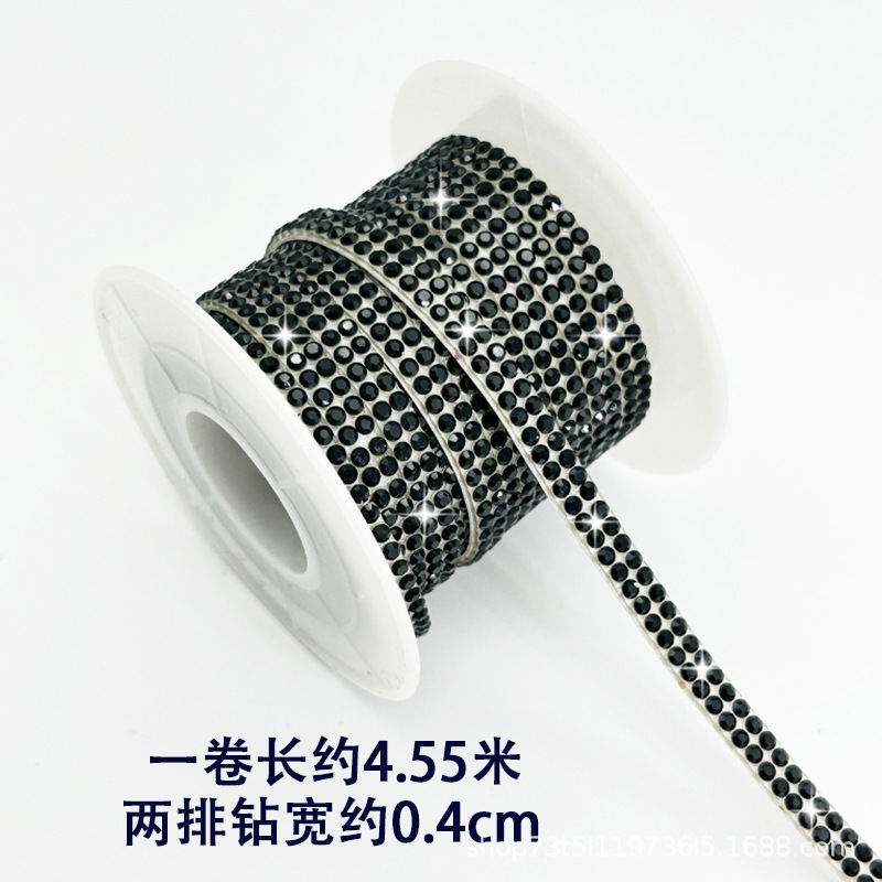 Tiras de diamantes de imitación de doble fila al por mayor con adhesivo, pegatinas de diamantes autoadhesivas, accesorios de ropa DIY, tiras de diamantes de imitación, accesorios de cristal, pegatinas de diamantes