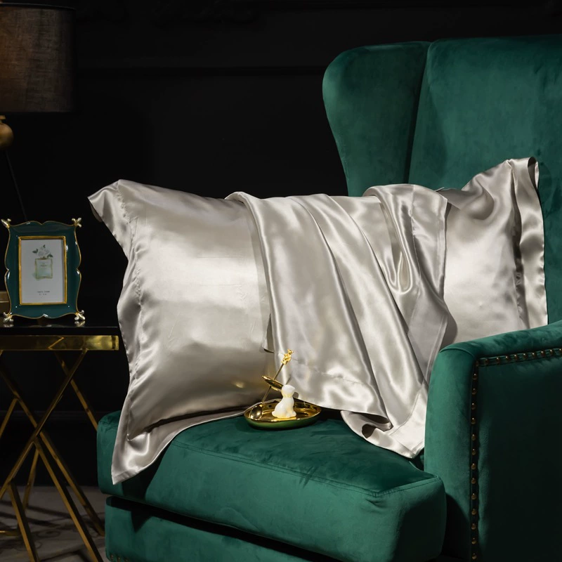 Оптовая продажа однотонных двусторонних шелковых наволочек из шелка тутового дерева, ледяного шелка с широким краем, одинарные шелковые наволочки от производителя