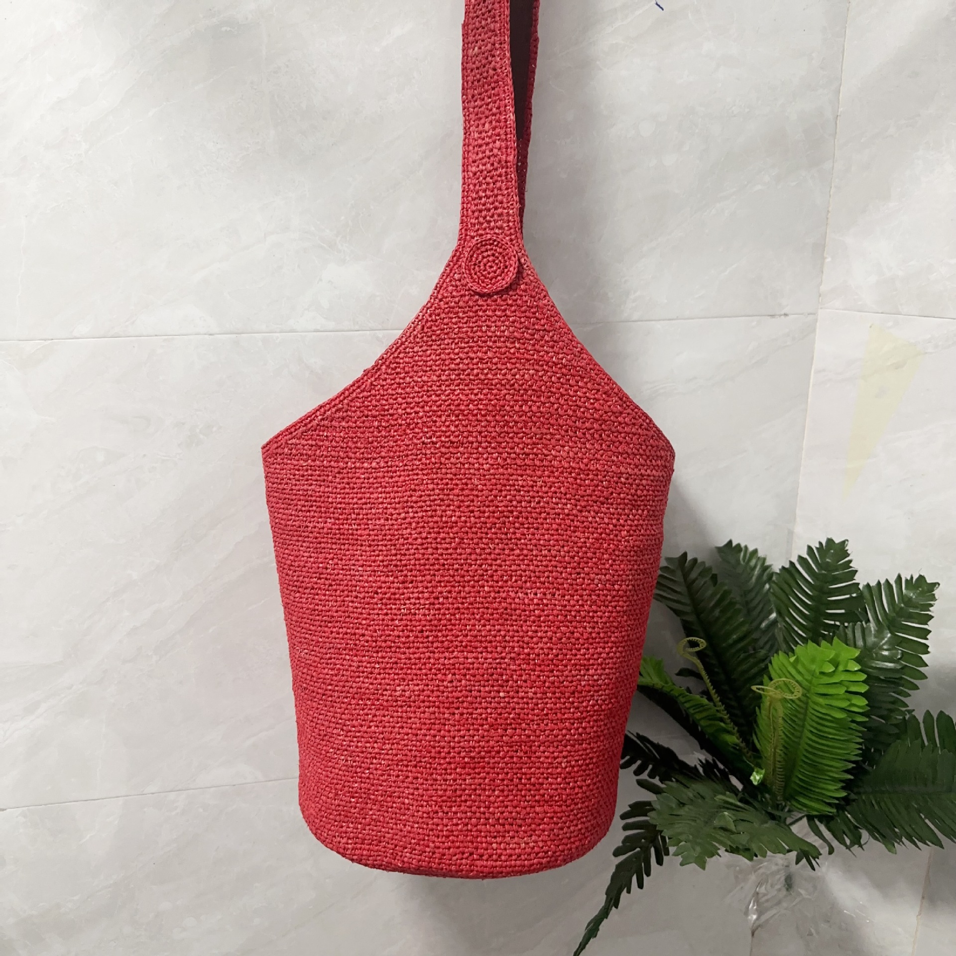 Japanese And Korean Style Bucket Bag Hand-Woven Raffia Straw Bag For Women Summer Beach Travel Shoulder Bag - Thumbnail 3