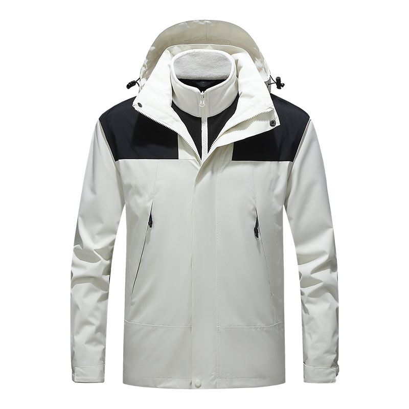 Venta directa transfronteriza 3 - en - 1 chaqueta de manga larga al aire libre desmontable chaqueta de montaña encapuchada de invierno a prueba de viento abrigo de asalto
