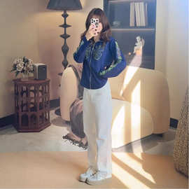 秋季蝴蝶图案拉链外套高级感时尚气质女装修身显瘦中老年洋气衣服