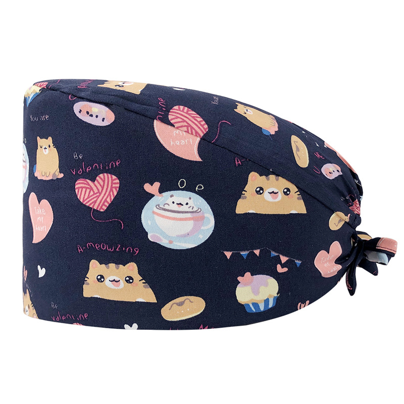 Sombrero de flores de algodón con estampado de dibujos animados, toalla absorbente para el sudor, sombrero de estudio médico, sombrero de enfermera UCI, envío directo de AliExpress