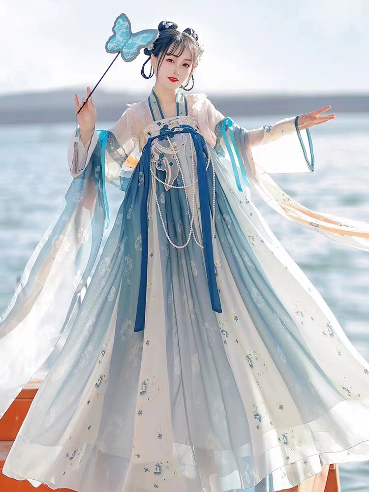 Весна 2023 цветок весенний дождь ханьфу платье на груди в китайском стиле Лето Супер Фея элегантный повседневный древний костюм Han Element