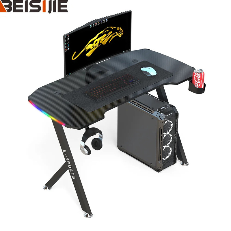Bei Sijie Y-shaped Table Leg with rgb Magic Light with Carbon Fiber Panel Simple Desktop Home Game Table E-sports Table