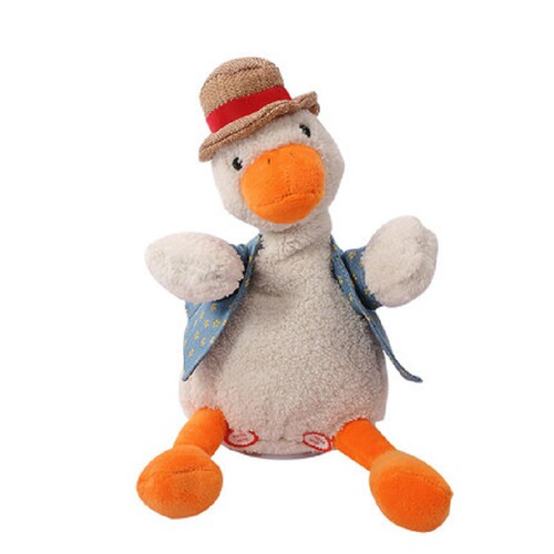 Internet celebrity straw hat sand sculpture repeats duck's singing recording and nods to learn intelligent dialogue plush toy doll