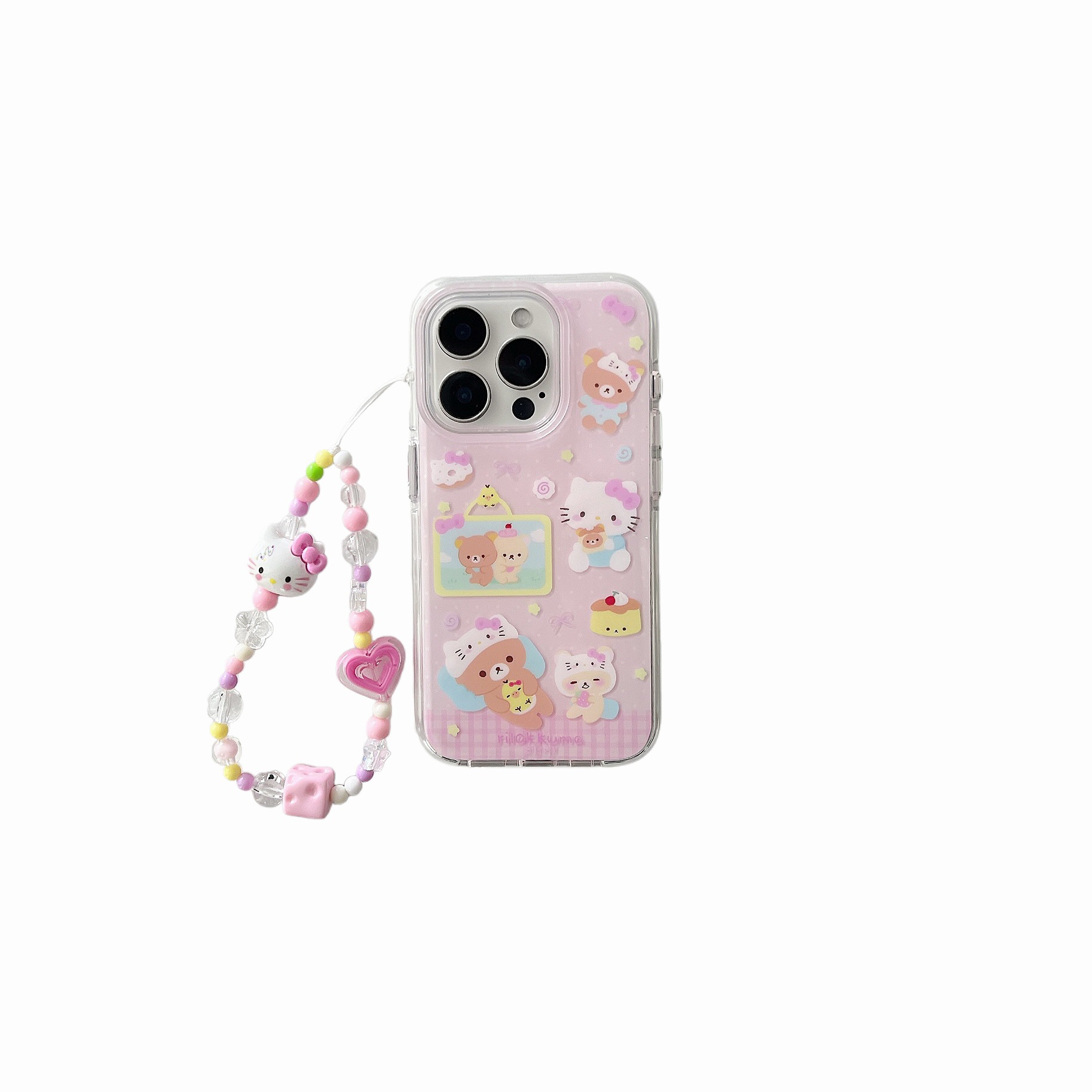 Chica corazón oso rosa para Apple 16ProMax funda para teléfono móvil 15Pro/14Pro Mujer 13 dibujos animados 15PM